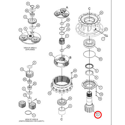 Вал коробки передач качания вала 320C 148-4636 шестерни мотора качания экскаватора Cat320c